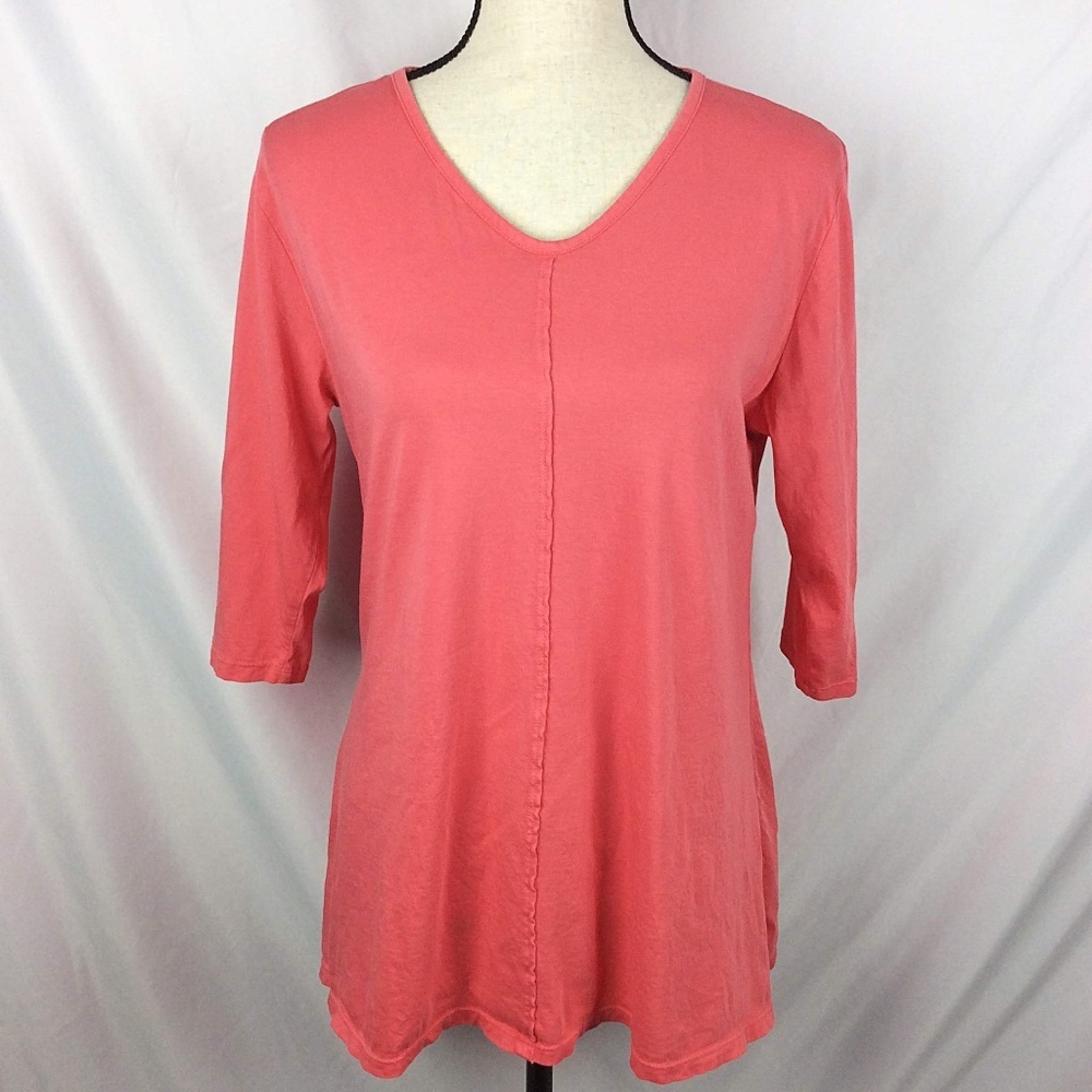 Focus Casual Life Tunic Top Womens Size Small Asymmetrical Hem‎ V-Neck